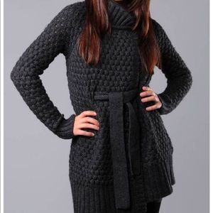 VINCE TIE FRONT WRAP NECK SWEATER - small